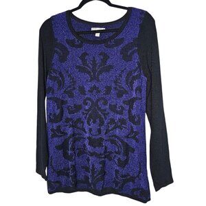 ⭐️Y2k WhimsiGoth Size Medium Purple Black Baroque Soft Knit Long Sleeve Sweater